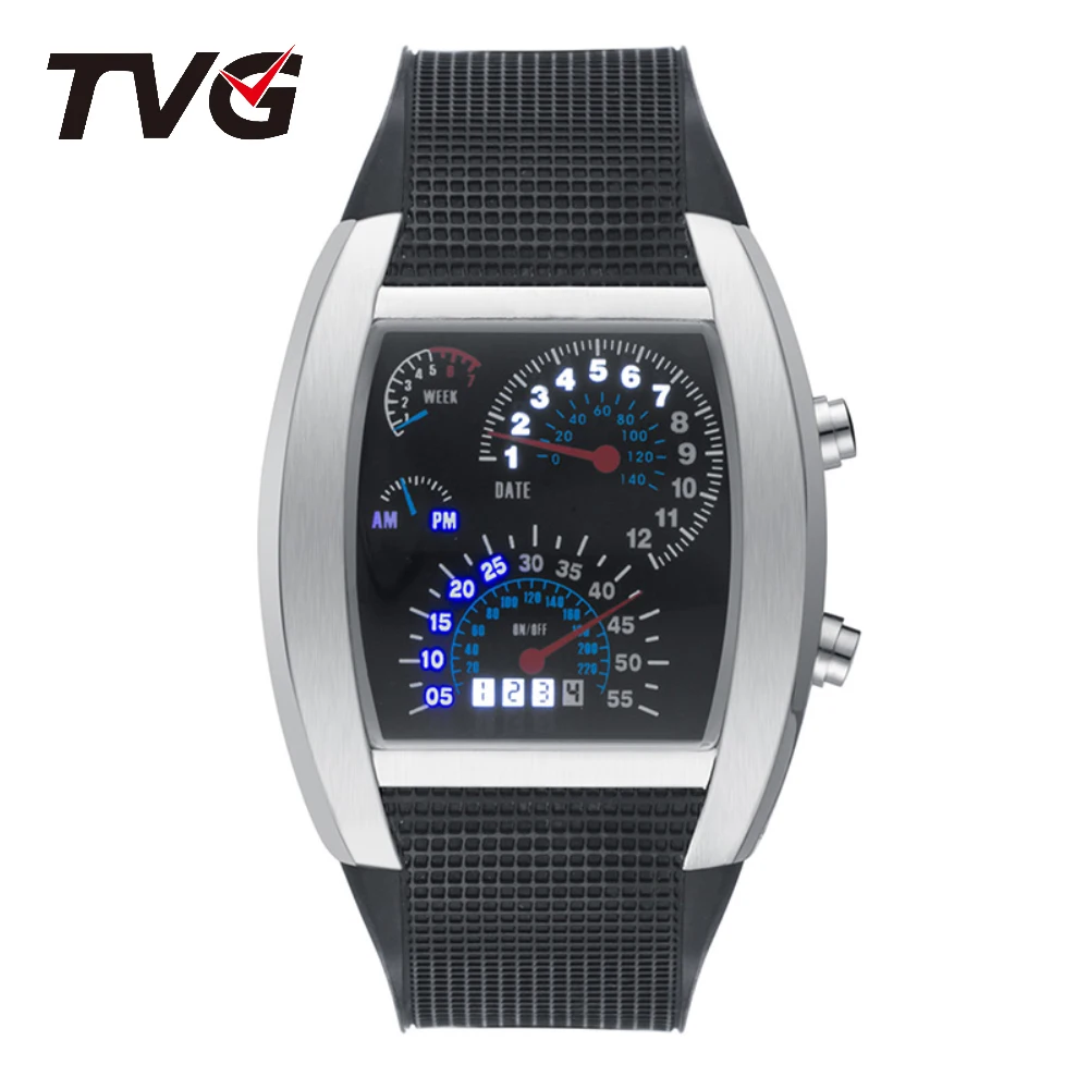 TVG Top Brand Luxury Watch Men Sport Waterproof Wristwatch Mens Quartz Military Watches Silicone Strap Clock Relogios Masculino