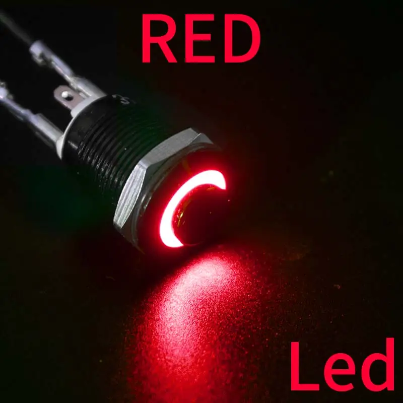 1NO High head Waterproof Metal Push Button Switch LED Light Self-locking/reset 3/6/12/24/220V 8/10/12/16mm Oxidized black image 8