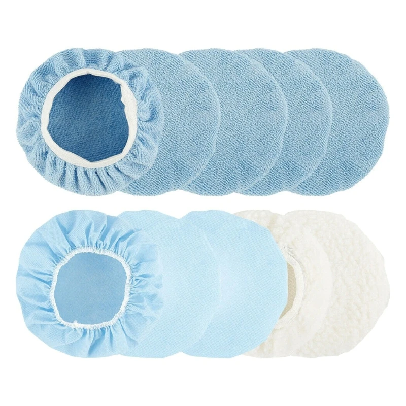 

X37E 10Pcs/Set Car Orbital Buffer Polisher Pad Bonnet Microfiber Max Baxer Bonnet Polishing Bonnet Buffing Pad Cover