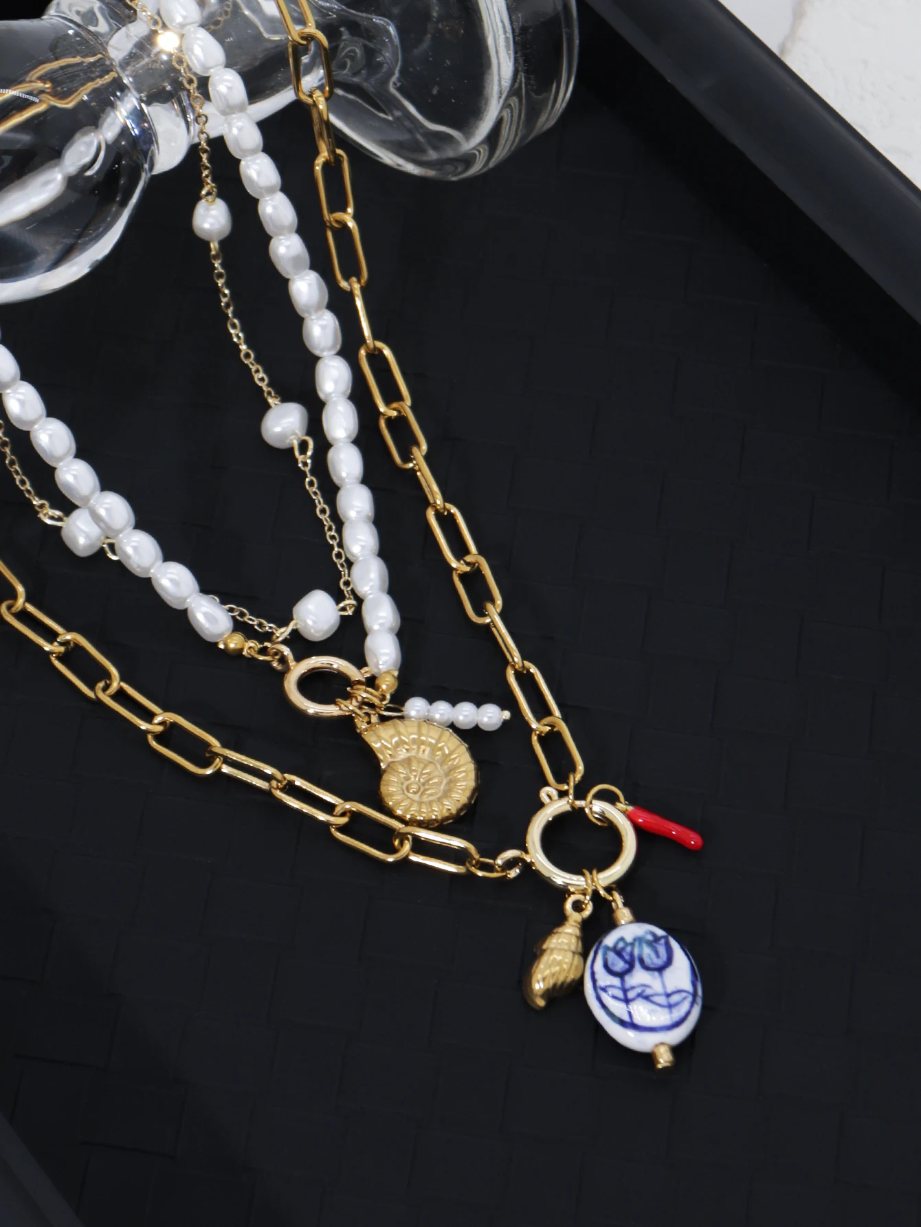Ceramic Tulip Stainless Steel Charm Necklace Women