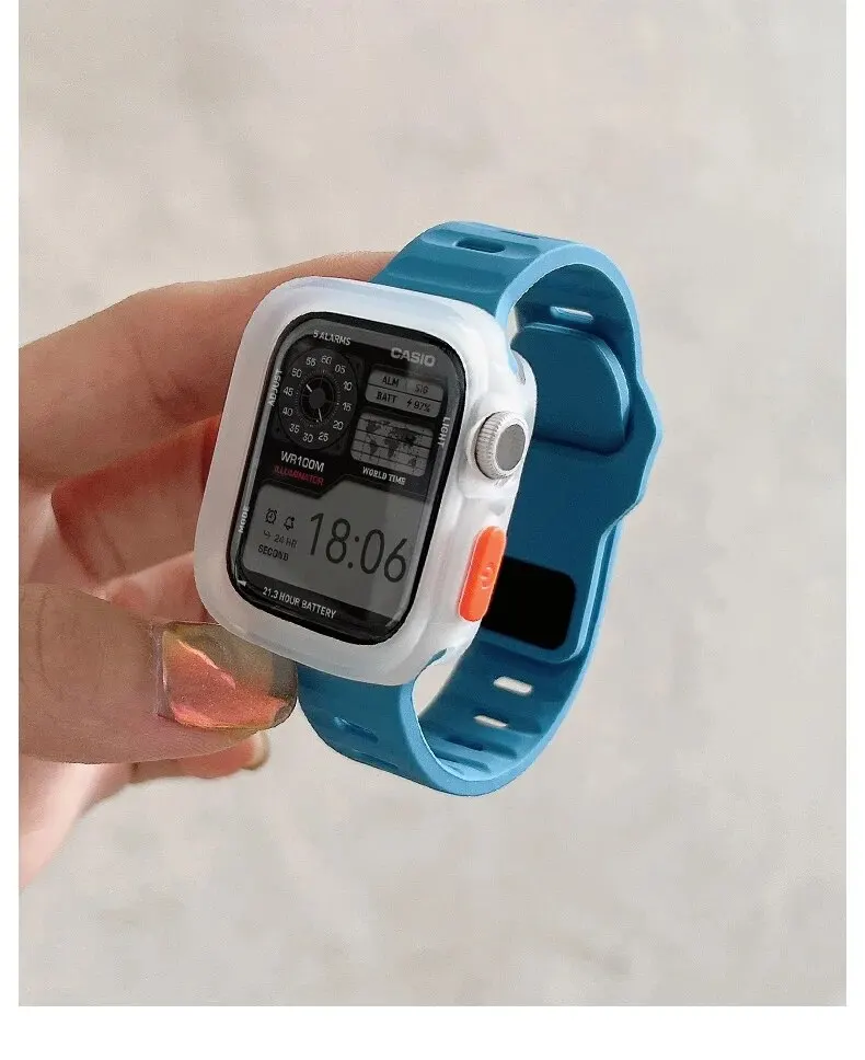 Candy Silikonhülle + Armband für Apple Watch Serie 9 45 mm Band 8 7 42 mm 41 mm SE 6 5 4 3 2 1 44 mm 40 mm 38 mm iwatch Ultra 2 49 mm – Detail 24