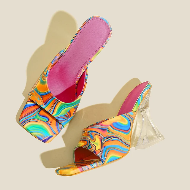 Mixed Color Crystal Transparent Mules 1