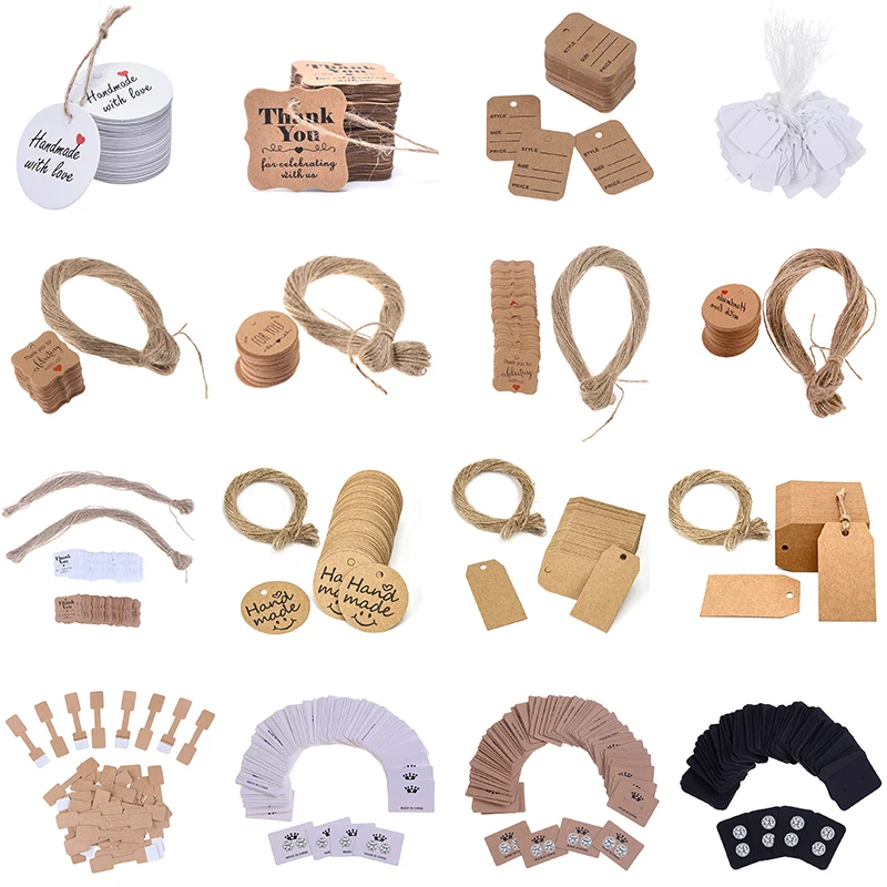 New Price Tag 100Pcs Brown Kraft String Blanks Wedding Favour Price Label  Paper Pricing Tags With Rope 22x13mm - AliExpress