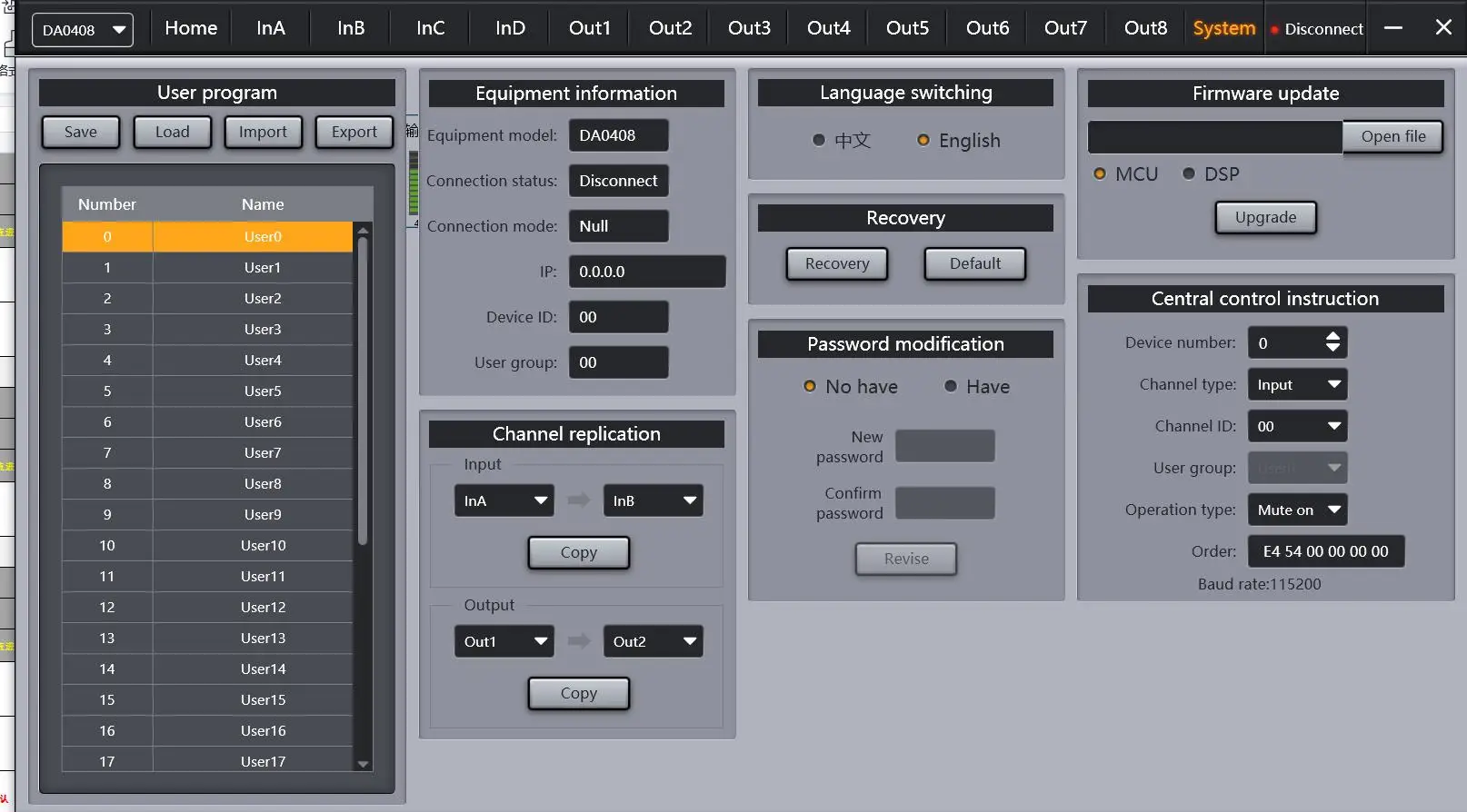 De Efeito Audiófilo com Alto-falante FIR, Sistema De Gestão, 4in, 8out, DSP
