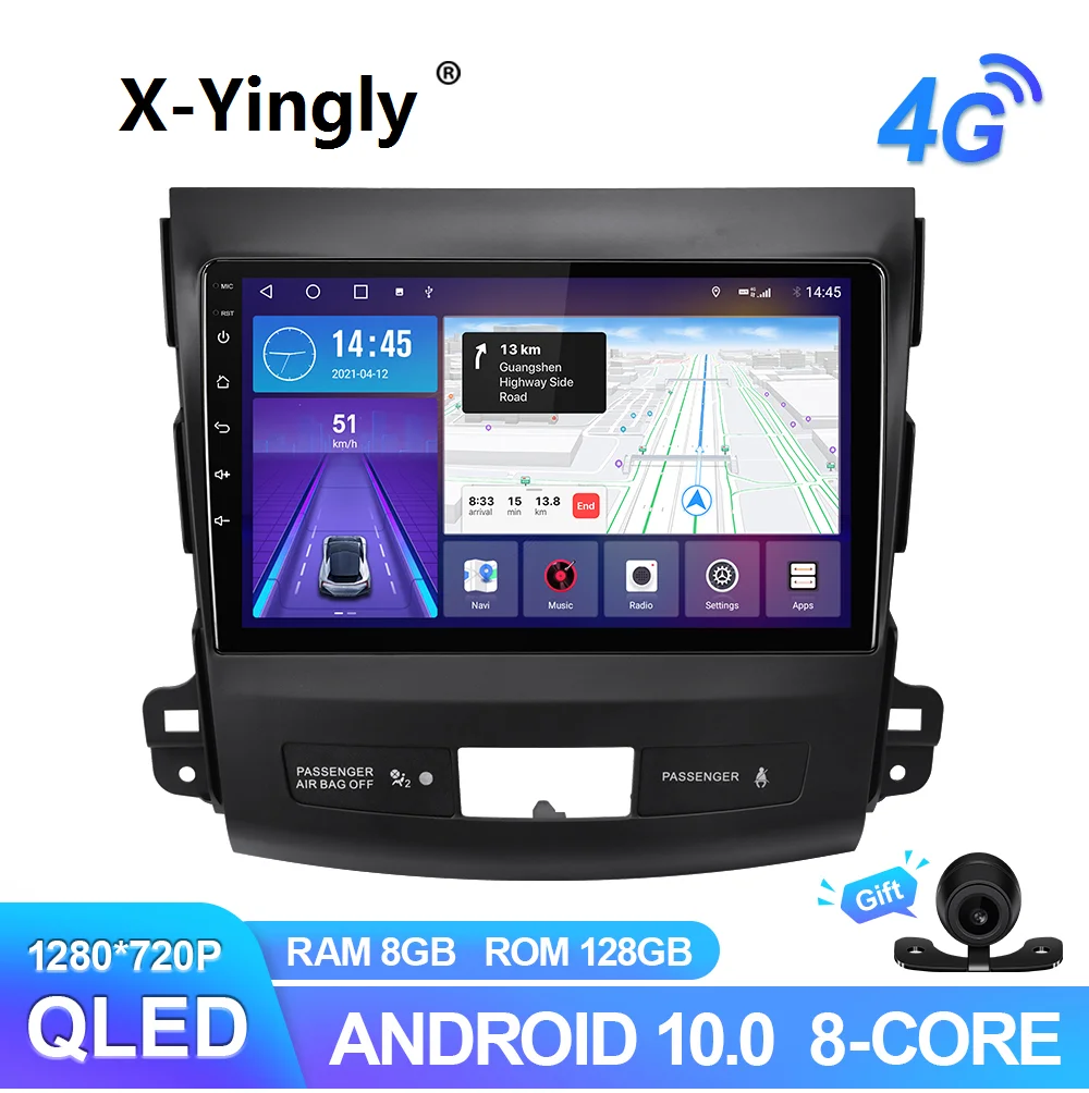

Android 10,0 автомобильный радиоплеер для Mitsubishi Outlander xl 2005-2014 мультимедийный GPS-навигатор головное устройство 6G 128G QLED RDS