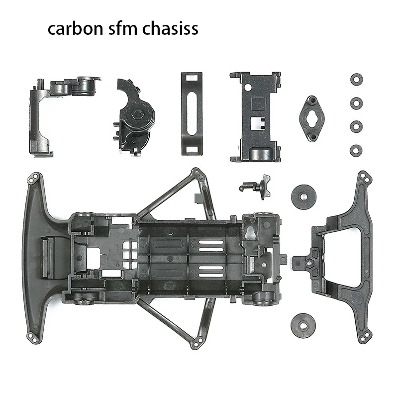 homemade mini 4wd racing car white/black carbon SFM chassis for 1/32 scale car 2