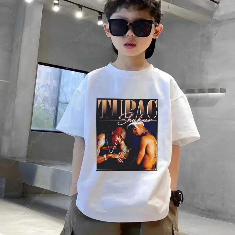 Teenager 3-14year Children Tupac 2pac Hip Hop Swag Printed T-shirt Kids Baby Casual T Shirt Girls Boys Short Sleeve Summer Tops 5