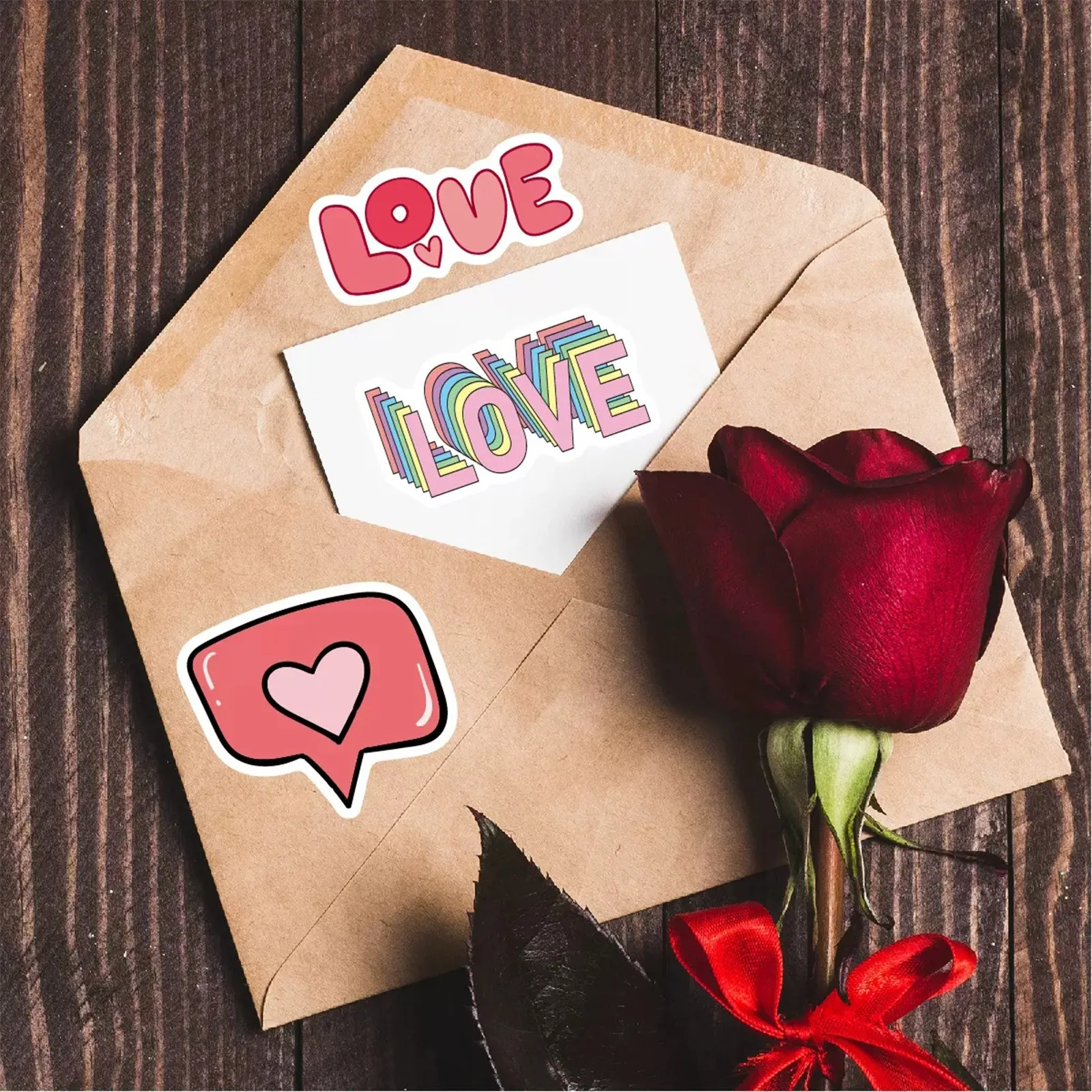 Decorative stickers Self adhesive stickers Custom stickers Stationery stickers Adhesive stickers Valentine's Day stickers 100 for water cup phone case