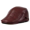 BUTTERMERE Men Beret Hat Real Leather Flat Cap Sheepskin Autumn Winter Male Brown Adjustable High Quality  Mens Beret Caps 5