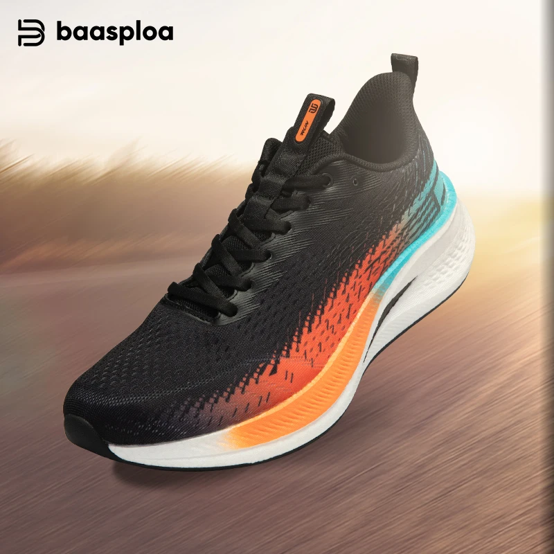 Baasploa Men Jogging Sports Shoes Carbon Plate Professional Cushioning Sneakers Male Outdoor Breathable Non Slip Running Shoes
