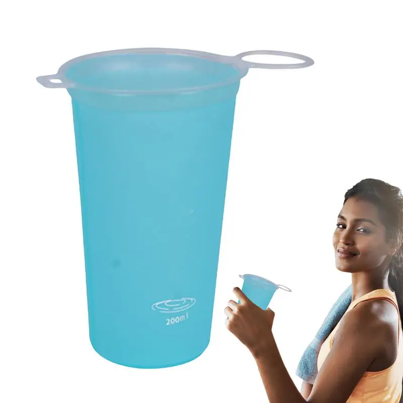 200ml Folding Water Cup TPU Soft Sports Cups Foldable Marathon Running Water Cup Large Mouth Sport Drinking Cup For Camping