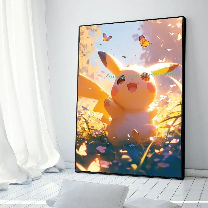 thumbnail image 1 of Figuras de anime de Pokémon en alta definición, Charizard, Bulbasaur, Squirtle, Charmander, ilustraciones, póster, pintura en lienzo, arte de pared, decoración de la habitación del hogar, 1 of 5