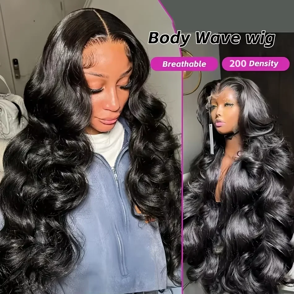 260% Density 13x6 Body Wave Lace Front Wigs Human Hair Pre Plucked 13x4 HD Transparent Lace Frontal Wigs Glueless Human Hair Wig 3