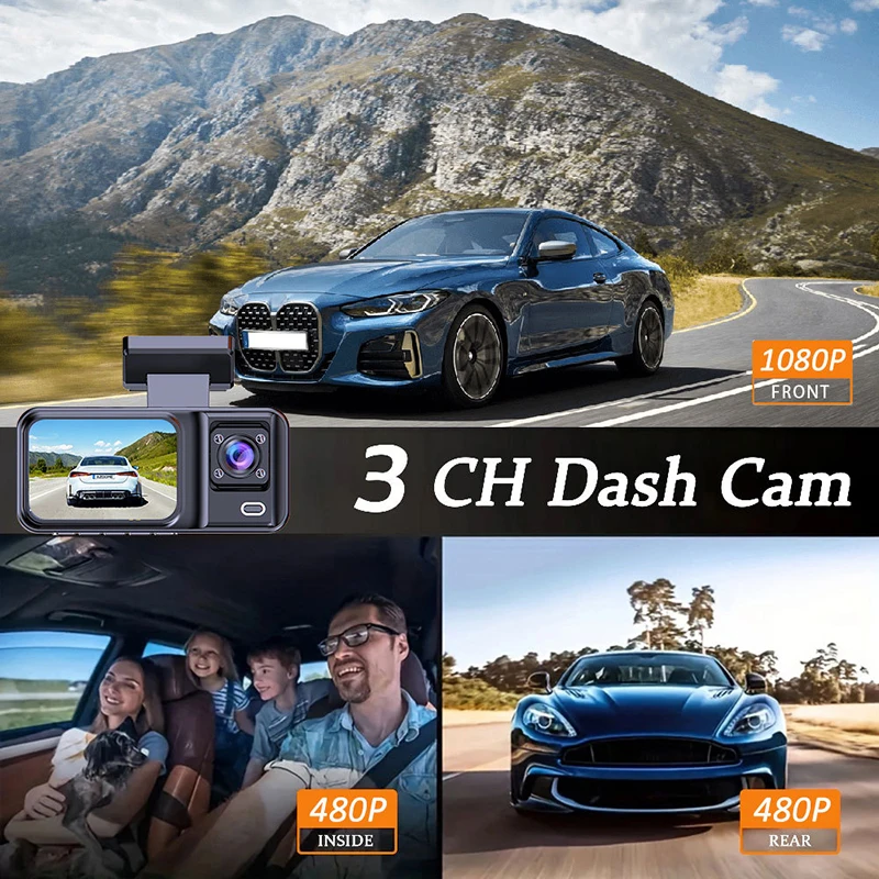 2/3Lens Dash Cam for Cars 1080P Car Dvr WiFi APP Camera for Vehicle Recorder Video Front and Rear Camera Night Vision Dashcam