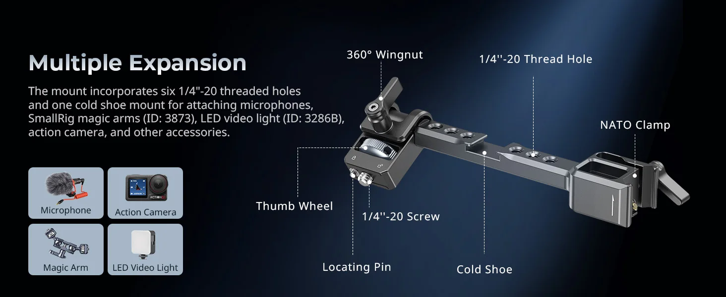 Adjustable Camera Monitor Mount for DJI RS 3/RS 3 Pro/RS 3 Mini/RS 4 Mini Stabil