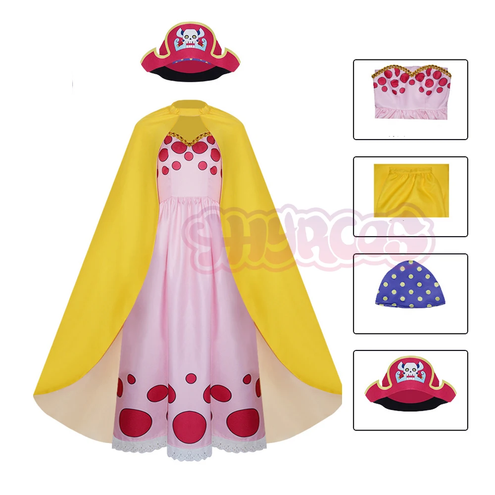 Anime Linlin Big Mom Cosplay Costume Captain Disguise Full Set Women Dress Cloak Hat Suit Halloween Carnival Clothes Role Play