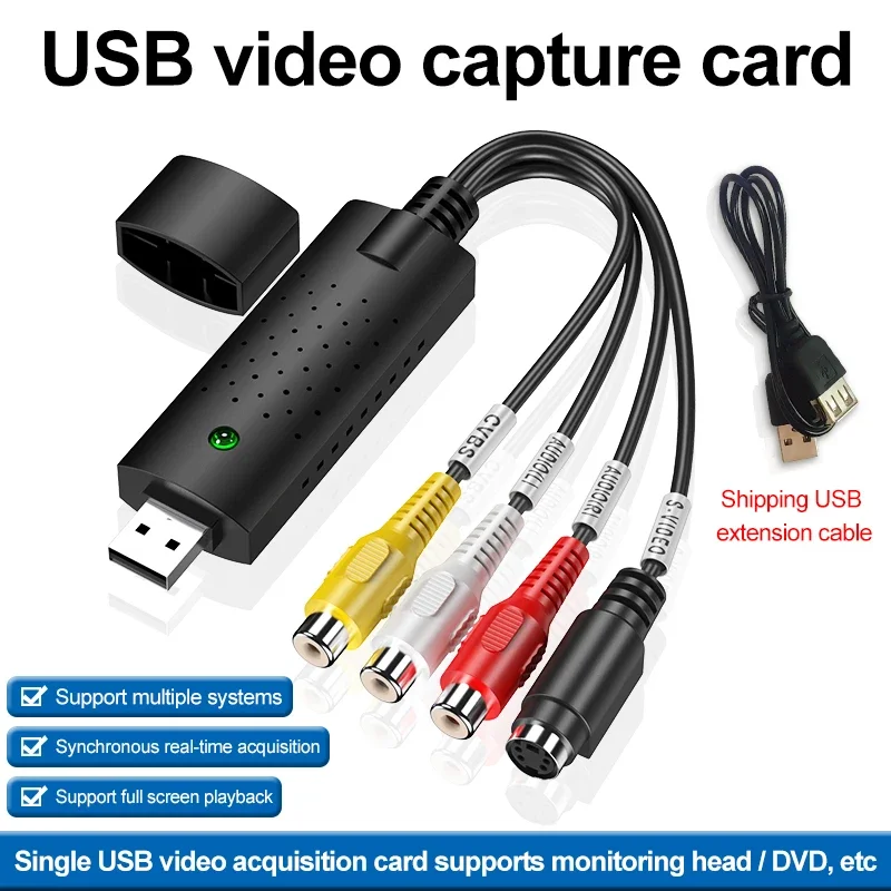 

Audio Video Capture Card Adapter with USB cable USB 2.0 to RCA Video Capture Converter For TV DVD VHS Capture Device