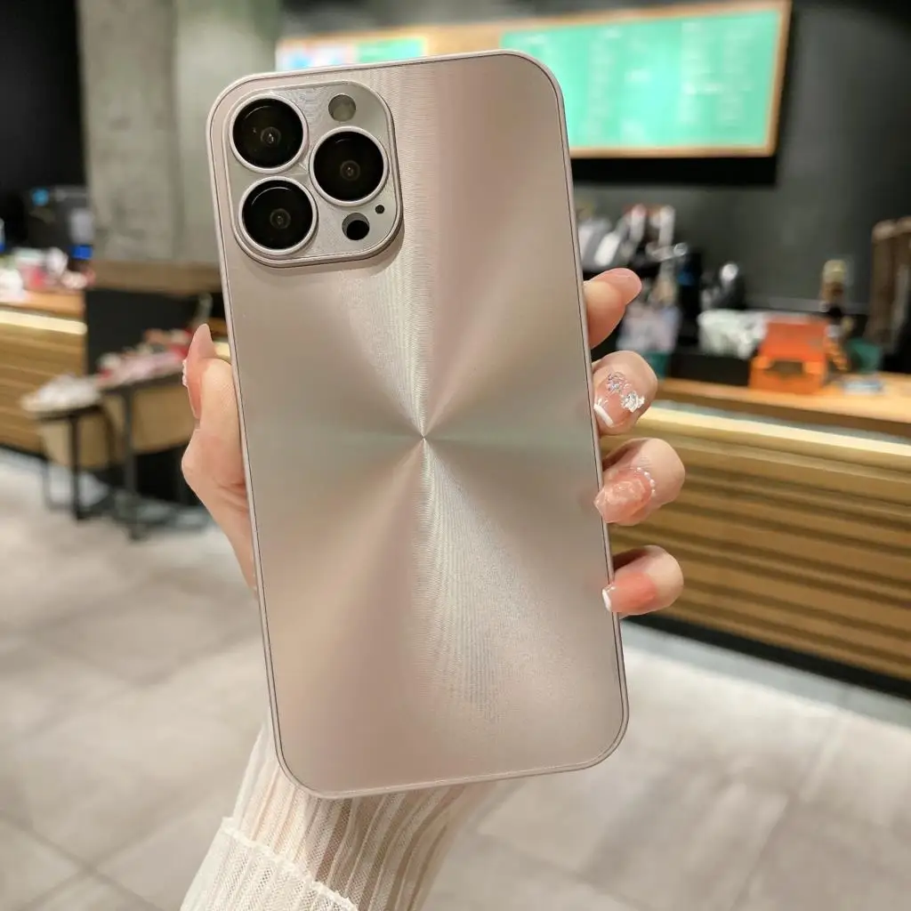 Luxury Dazzling CD Line Square Silicone Frame Lens Protective Phone Case