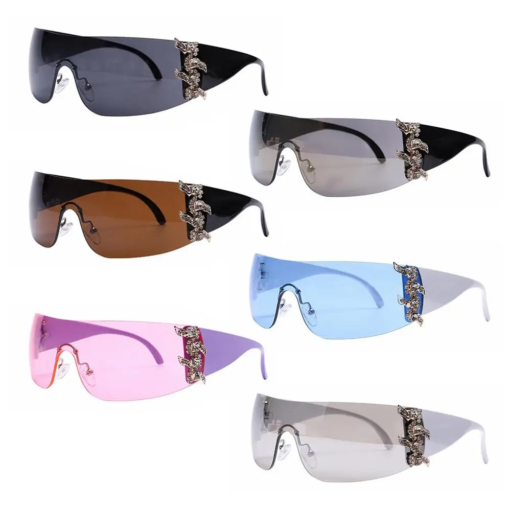 

Fashion Diamond Sunglasses Y2K Luxury Brand Punk SunGlasses Women 2000's One Piece Goggle UV400 Shades Eyewear