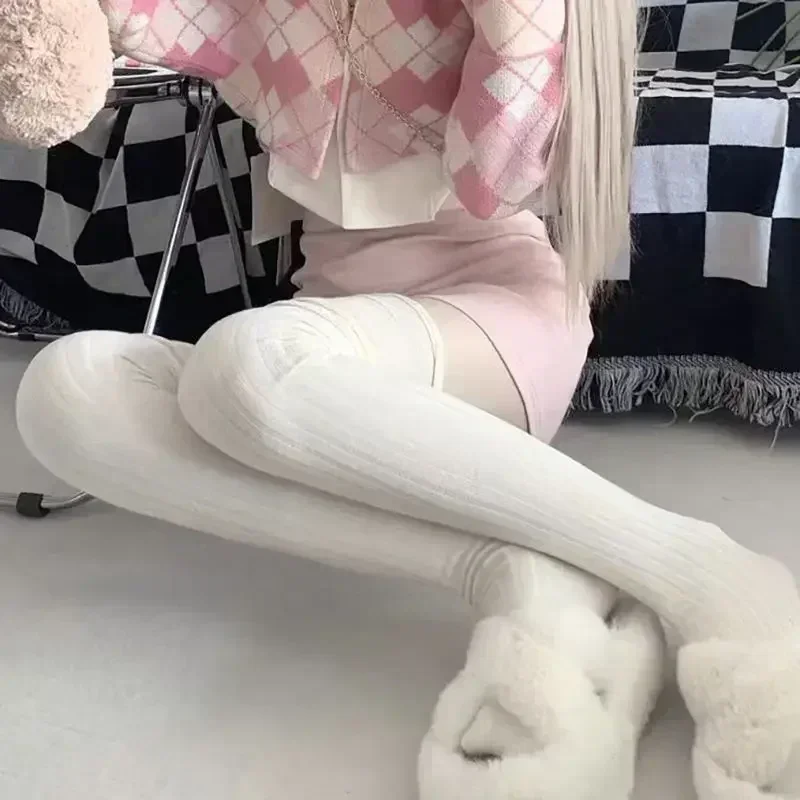 2pairs Women's Socks Knee & Thigh Length Warm Knitted Cotton Japan JK Style Boot Socks Leg Warmers - Ladies Thigh High Socks