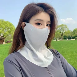 UV Protection Ice Silk Face and Neck Cover with Brim (Light grey A)