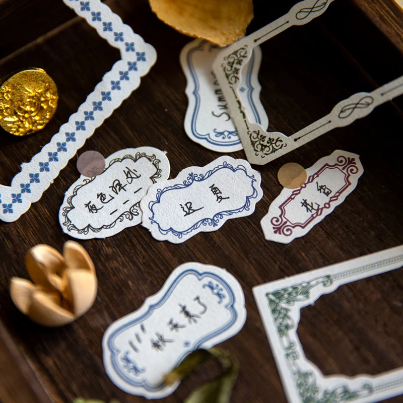Yoofun 빈티지 크리에이티브 찢을 수 있는 메모 패드, 프레임 저널 스크랩북, 학교 사무용품, 메모 재료 용지, 50 매