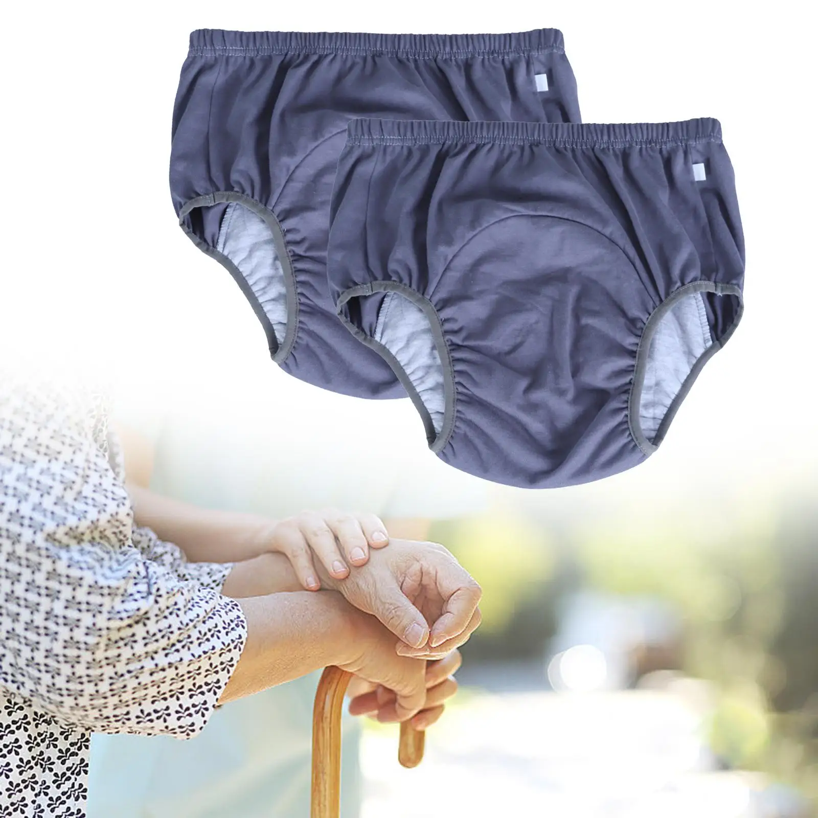 2x Adults Incontinence Underwear Pull on Cover Pant Absorbent Urinary Briefs Washable Adult Cloth Diaper Nappy for Postpartum 4