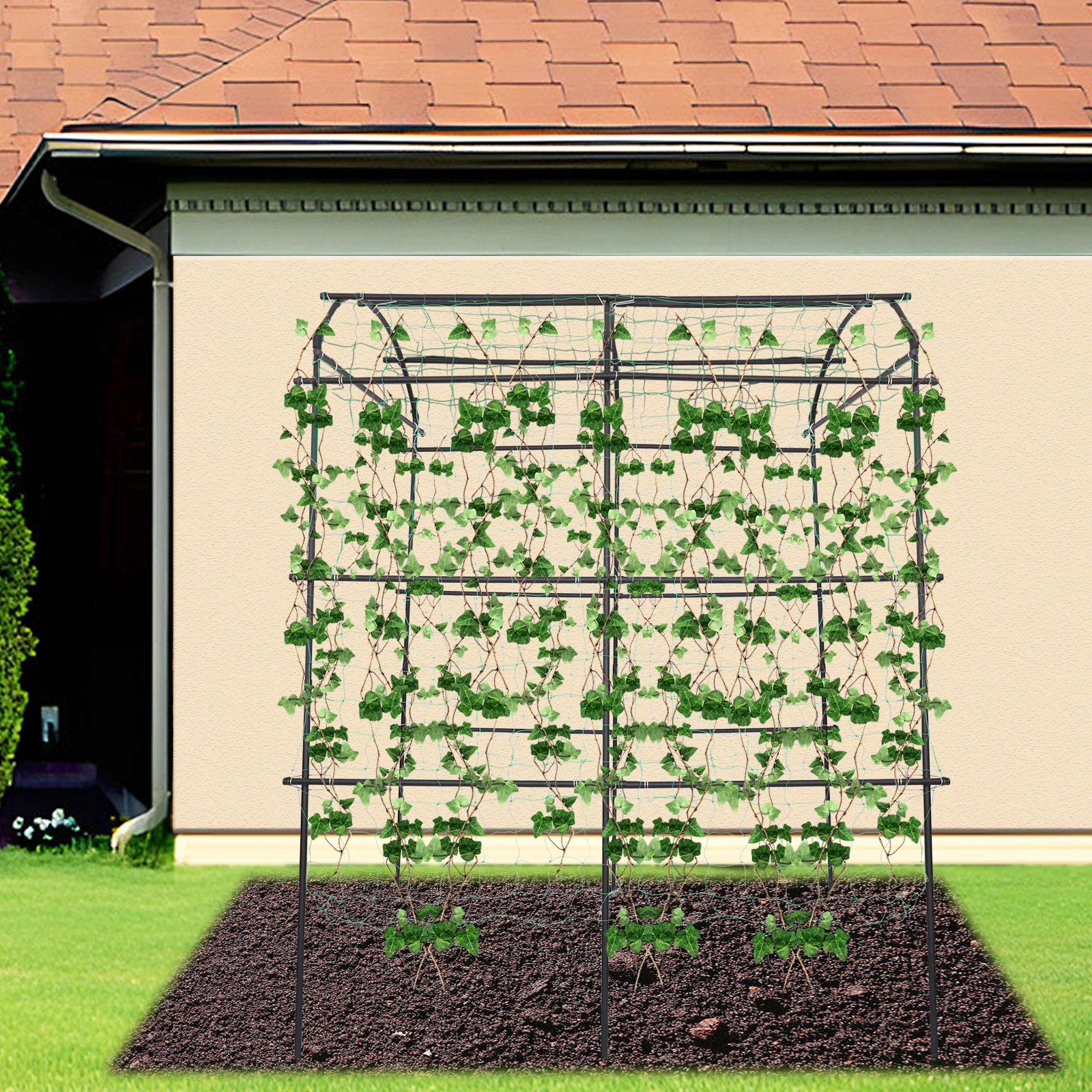 1,83 x 1,15 x 2,3 m großer Gartenbogen aus rostfreiem Metall für Kletterpflanzen, Hochzeitsdornspalier, Hintergrund für Partys im Freien – Detail 3