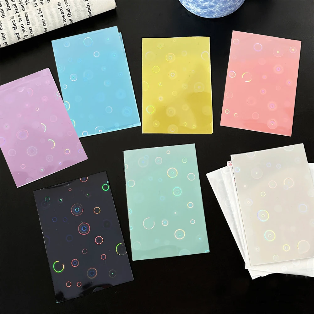 50PCS Laser Dot Decor Photocard Sleeves Holographic Photocard Holder Protective Cover Transparent Card Packaging Supplies 4