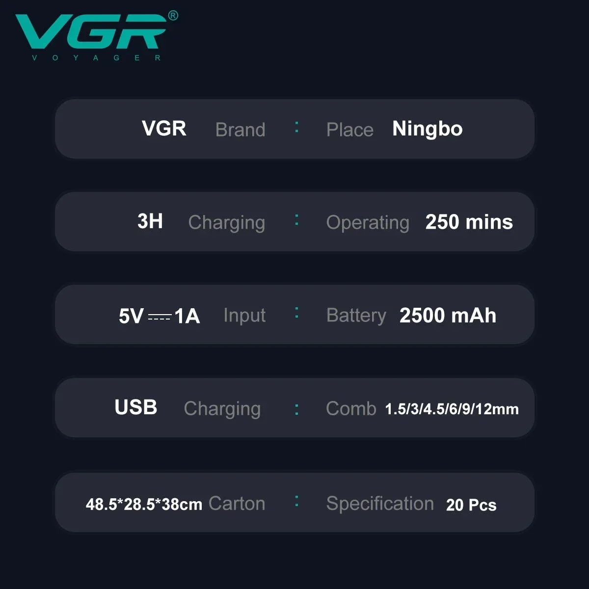 مقص شعر كهربائي VGR للرجال ، آلة قص الشعر ، آلة تش...