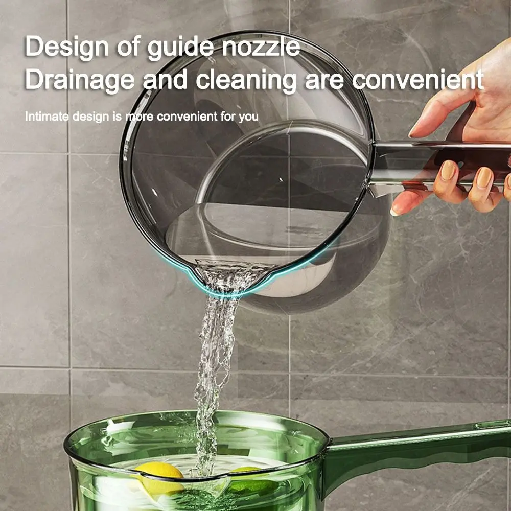 Long Handle Transprent Water Scoop Plastic Water Dipper Fruit Vegetable Washing Scoop Baby Bath Dipper Spoons Can Hang Bathroom