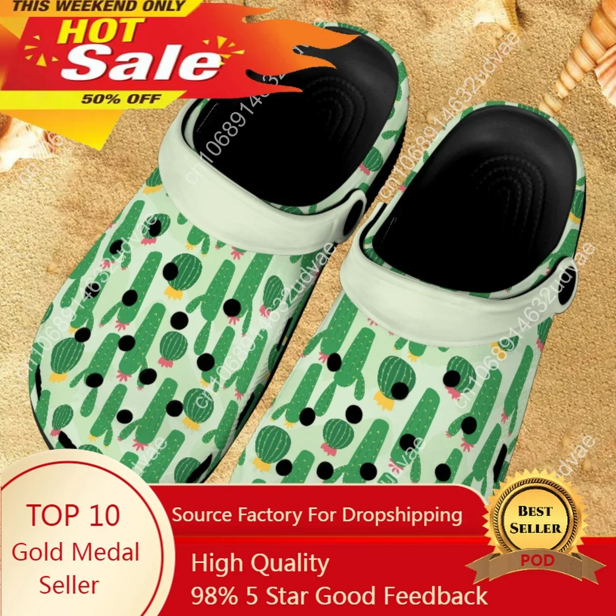 

Cactus Green Comfortable Non-slip Sandals Women Lightweight Indoor Shower Slippers New Fashion Beach Garden Flats Slides Female