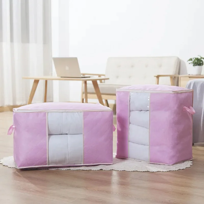 Non-woven Portable Clothes Storage Bag Organizer Folding Closet Organizer for Pillow Quilt Blanket Bedding 2