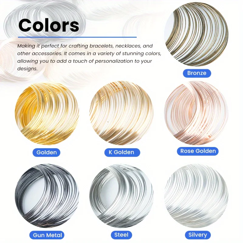 Gold Steel Color Memory Wire for Jewelry Making - 50 Loops (0.6mm x 60mm)