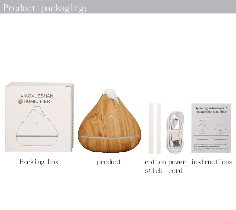 Aroma Diffuser Ultrasonic Wood Grain Humidifier With 7 Led Colors_voghion.com