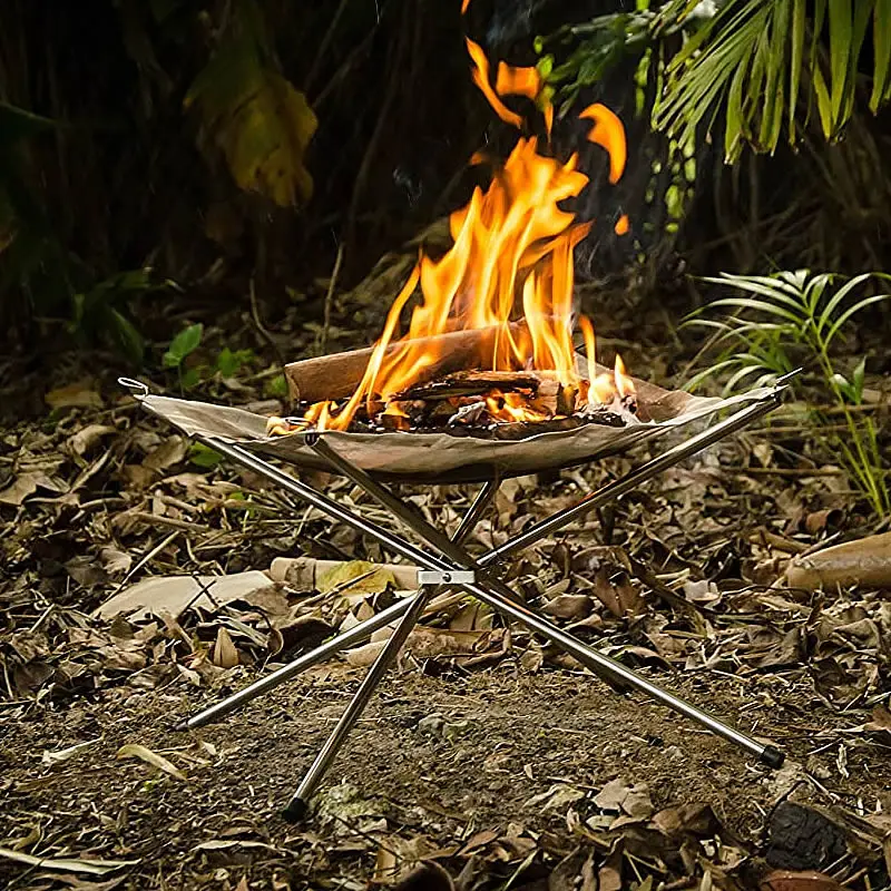 Hello Outdoors ファイヤーピット 剥く 屋外暖炉 調理用グリル網付き
