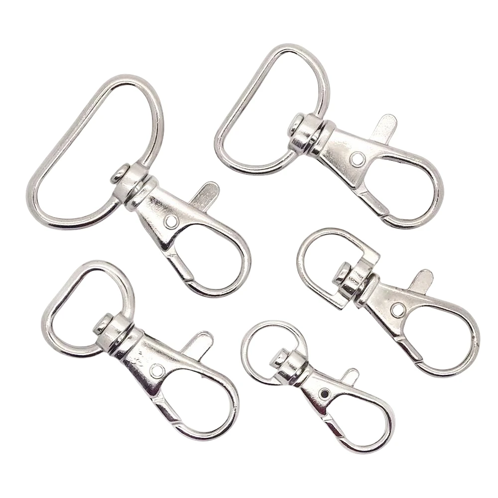 10 teile/paket Metall Karabiner haken Drehgelenk für Rucksack vernickelt Hummer Verschlüsse – Detail 1