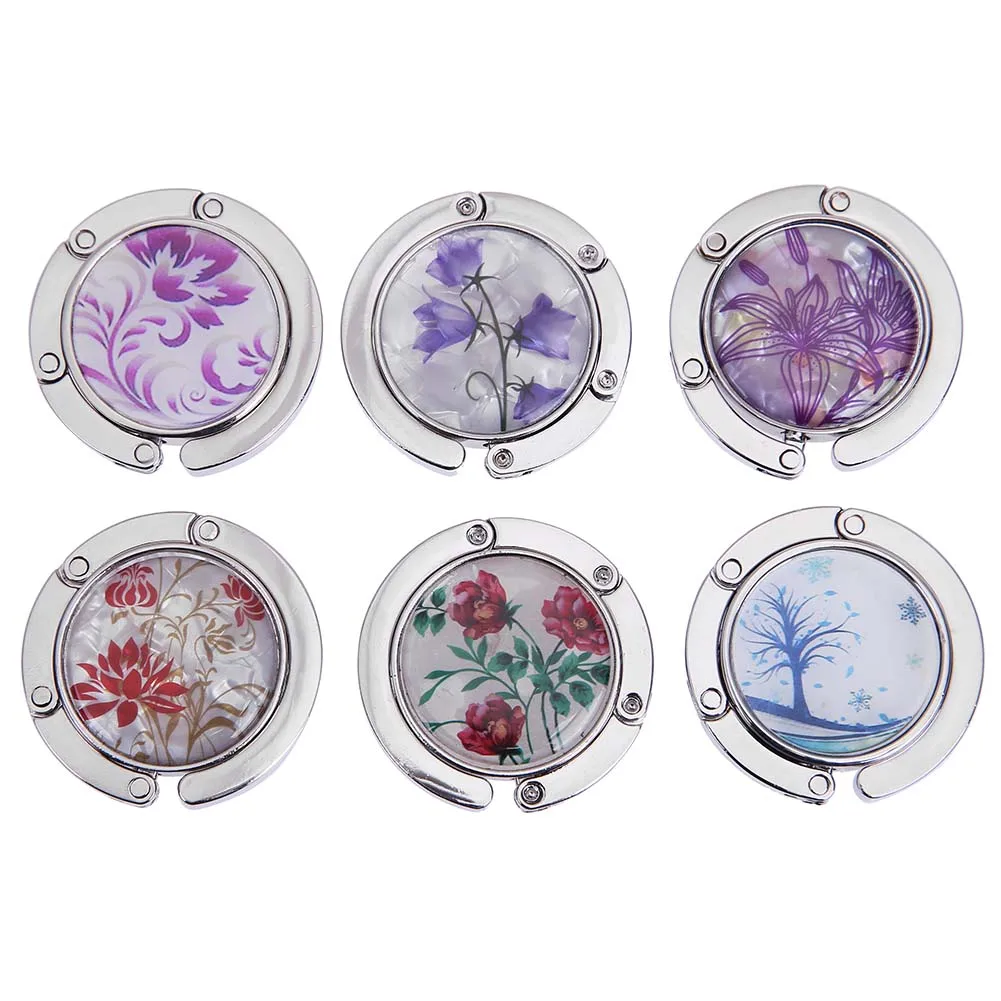 Kirsite Folding Table Hanger Holder Portable Womens Bag Storage Creatiee Stylish Landscape Pattern for Table Desk for Women Girl