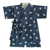 Cotton Japanese Style Baby Boy's Kimono Pajama Set Household Spring Bath Pajama Short Sleeve Top Pants Kimono Sleepwear LE570