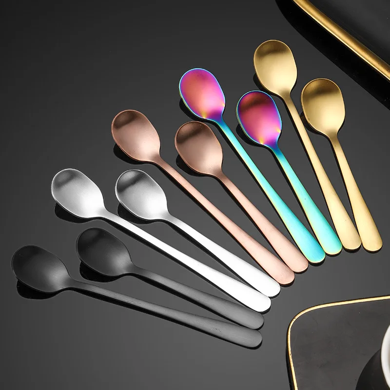 

5pcs 304 Stainless Steel Seasoning Salt spoon 10cm matte coffee spoon ice cream spoon bird's nest spoon honey mixing spoon