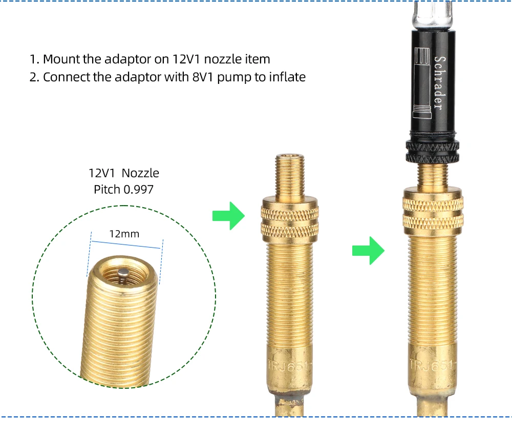 Deemount Multi-Typ Aufpumpadapter FV/AV Fahrrad Presta zu Schrader Dunlop Ventil Elektrische Luftpumpe Nadelpumpe – Detail 14