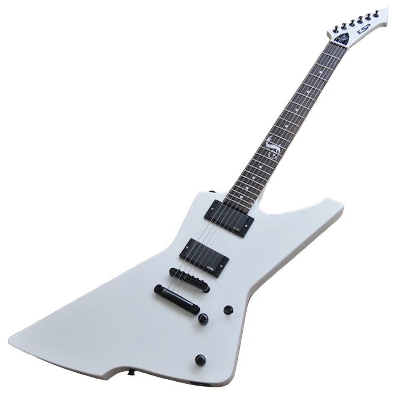 Shaped Goose Electric Guitar White Body Snake Fingerboard Inlaid With Active Line Black OTGT-2009
