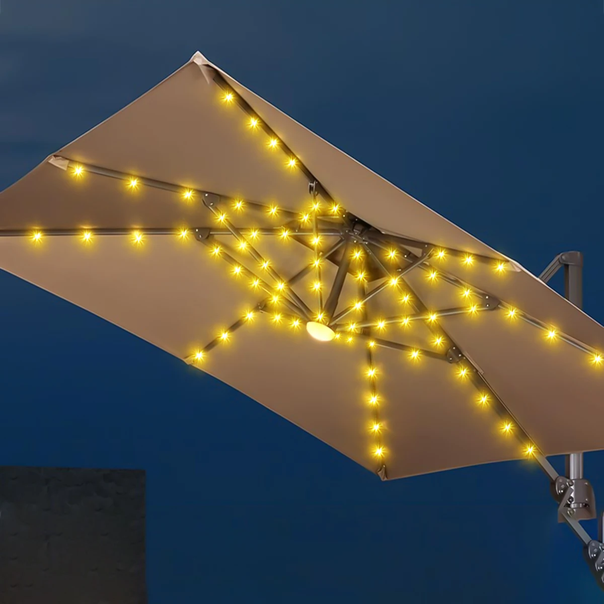 1PC Umbrella Lights, 8 Mode 1.28M/4.2FT 104LED with Remote Control Battery Operated for Patio Umbrella Outdoor Garden Decoration