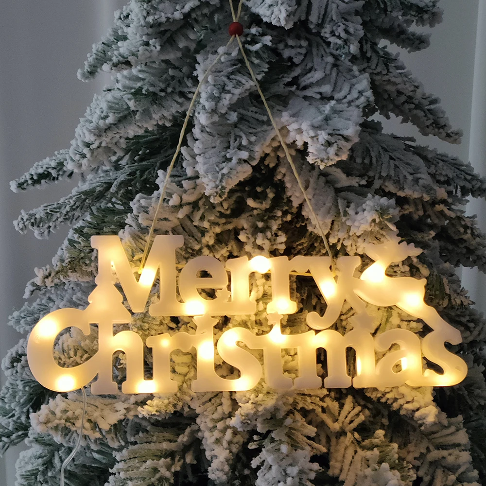

Подвесной светодиодный светильник с надписью "Merry Christmas", Рождественская елка, подвесной ночсветильник для дома, Рождественское украшение, р...