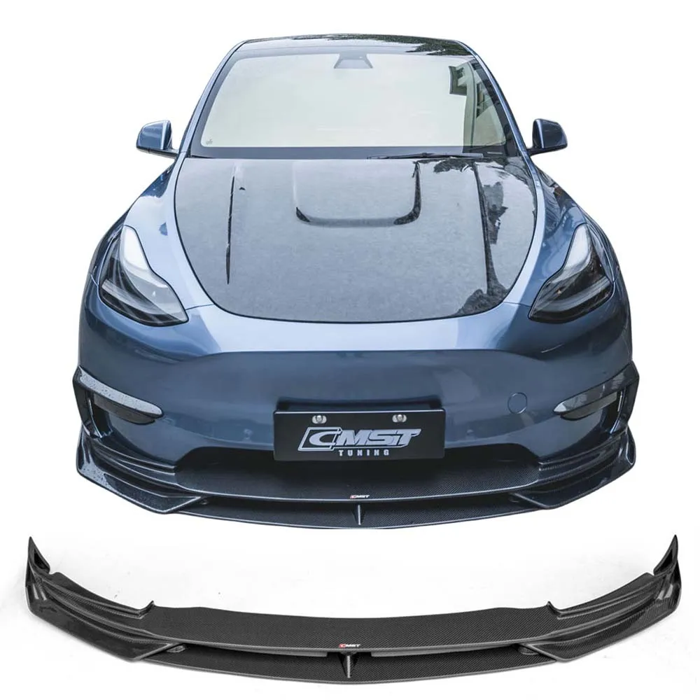 

For Tesla Model Y Front Bumper Splitter, Carbon Fiber Front And Rear Lip Chin Body Kit, Rear Diffuser, Rear Spoiler Side Skirt