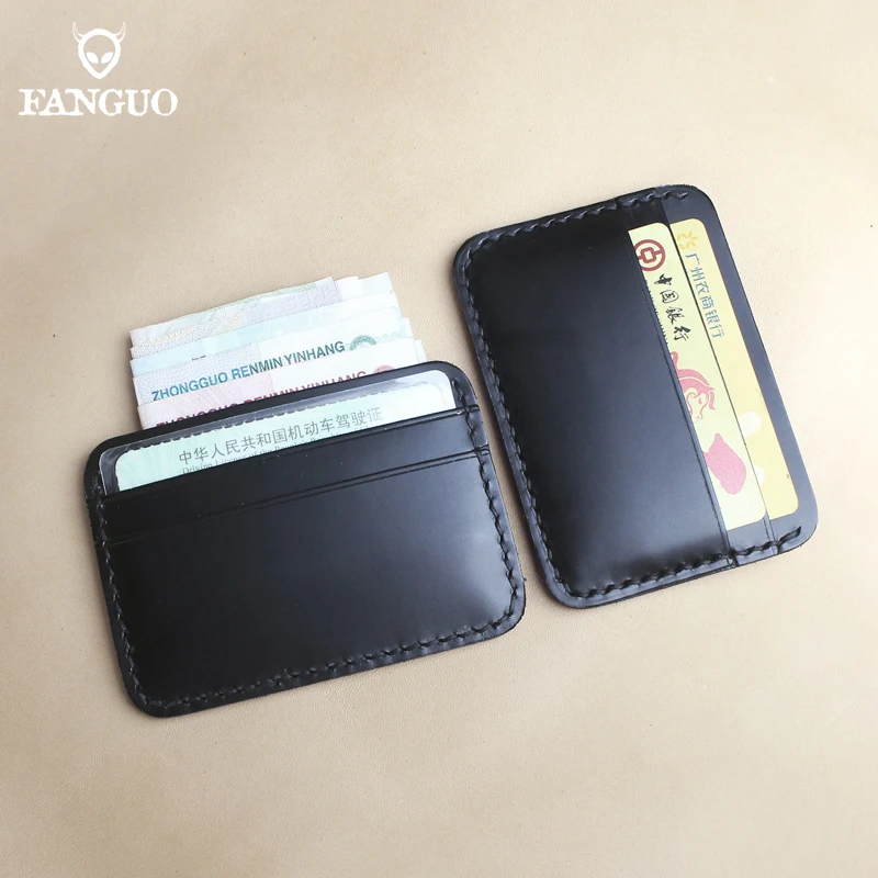 100% Genuine Leather Business Id Card Holder Handmade Leather Bank Credit Cards Case Multi Slot Slim Card Bag Money Clip