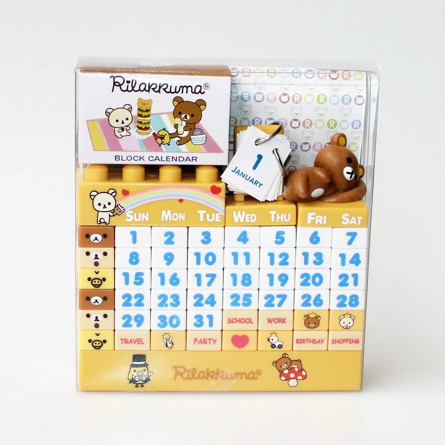 Cute Rilakkuma Kawaii DIY Building Blocks Perpetual Calendar Anime Desktop Calendar Table Decoration Gift