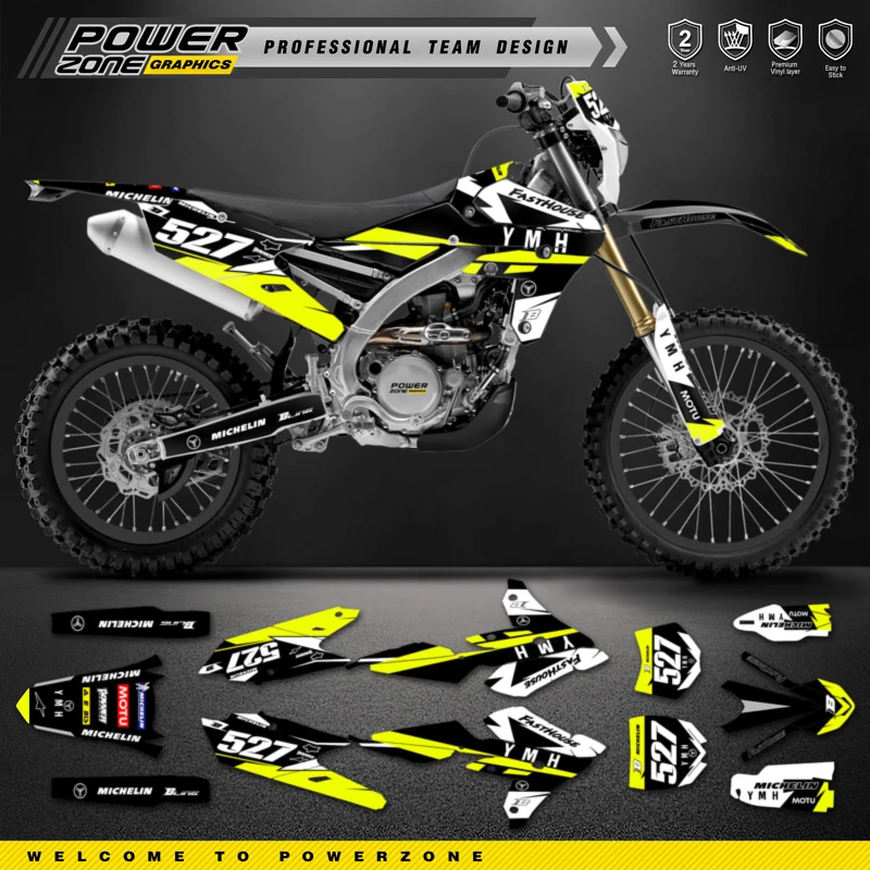 

PowerZone Custom Team Graphics Backgrounds Decals Stickers Kit For YAMAHA 2016-2019 WRF450 2015-2018 YZF450X 05