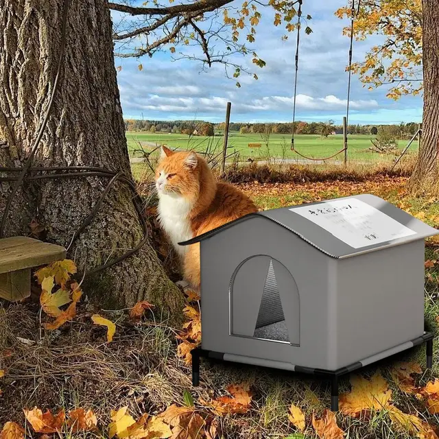 Fully Insulated Shelter for Stray and Feral Cats Cat House for Indoor and Outdoor Cats in Summer, Waterproof Winter warm cat bed