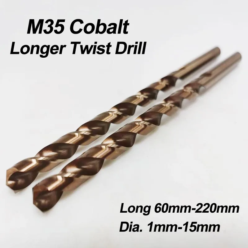 

1Pc 1-15mm HSS-CO 5% Cobalt M35 Lengthen Straight Shank Twist Drill Bit For Stainless Steel Alloy Steel & Cast Iron